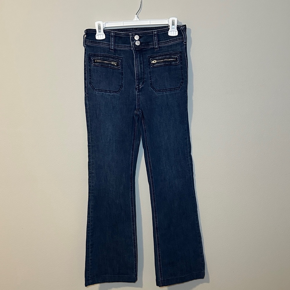 Anthropologie High Rise Dark Blue Boot Cut Jeans
